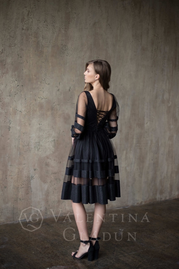 Christel вечернее платье миди черного цвета
