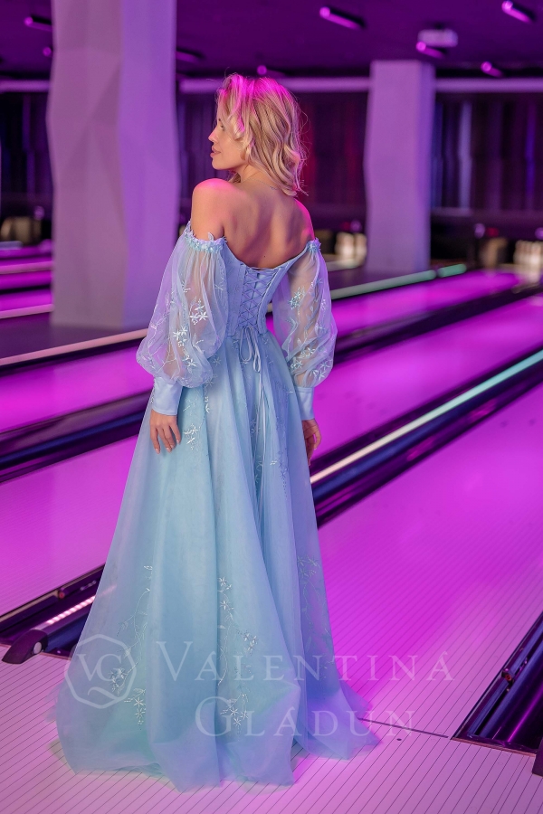 Купить длинное вечернее платье голубое в Харькове