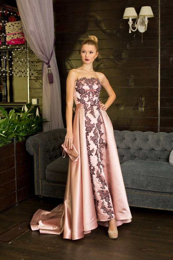вечерне платье Carolina Валентина Гладун пудра айвори персиковый розовый
