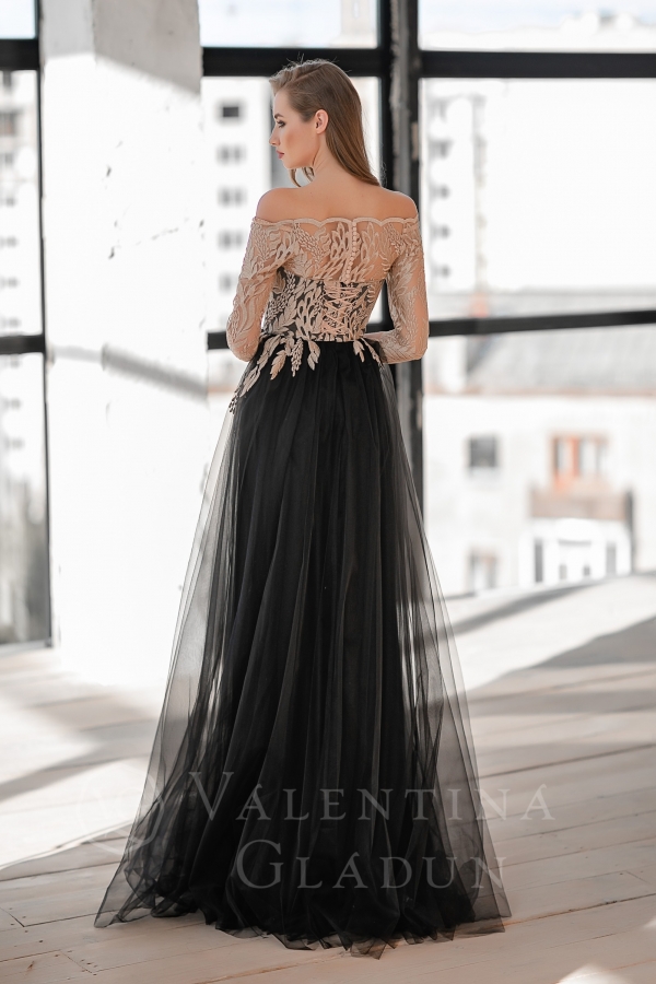 Макси платье с золотой расшивкой Chicago-Hill от Валентины Гладун 2020