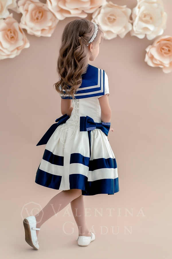 Белое короткое платье для девочки морячки
