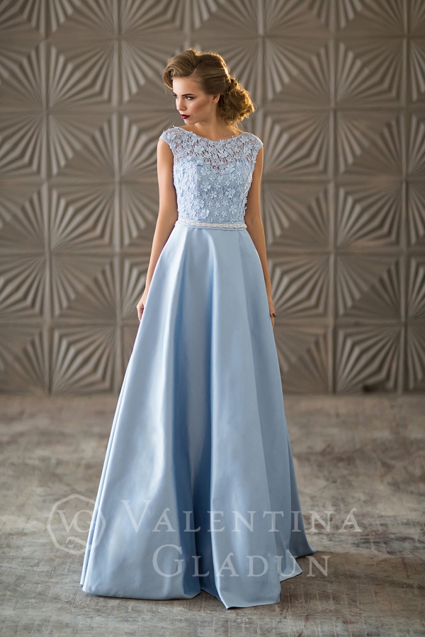 платье в пол голубого цвета от Валентины Гладун