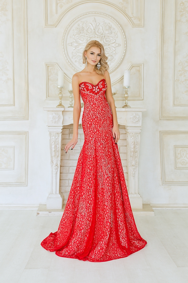 элегантное платье русалка красного цвета Spirit