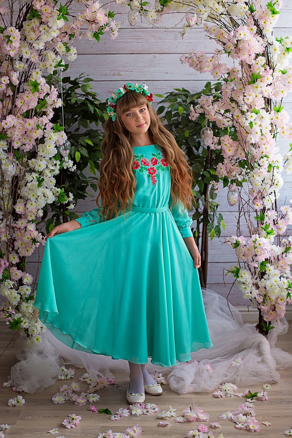 Детское шифоновое платье для девочки Ozy Green