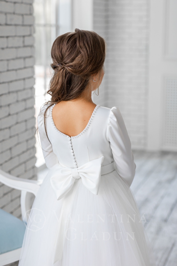 Вечернее белое детское платье от Гладун
