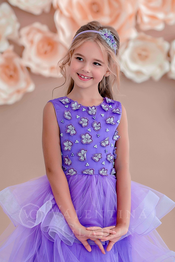 Яркое фиолетовое платье для девочки 