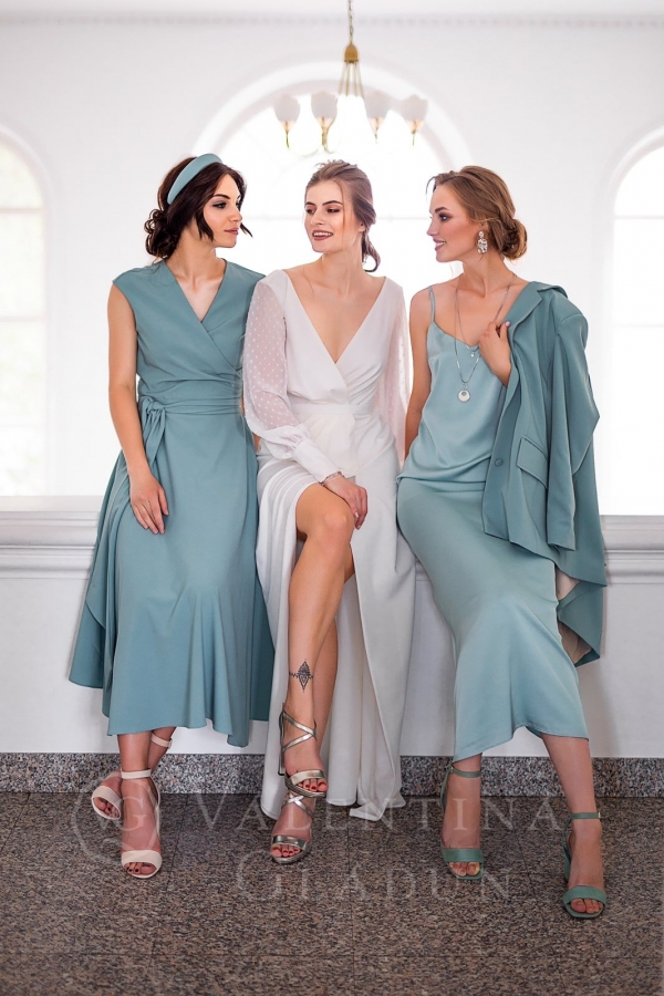 Платья для подружек невесты в зеленых тонах от Гладун 2020-2021