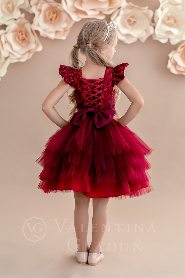 многослойная юбка с бантом на детском платье