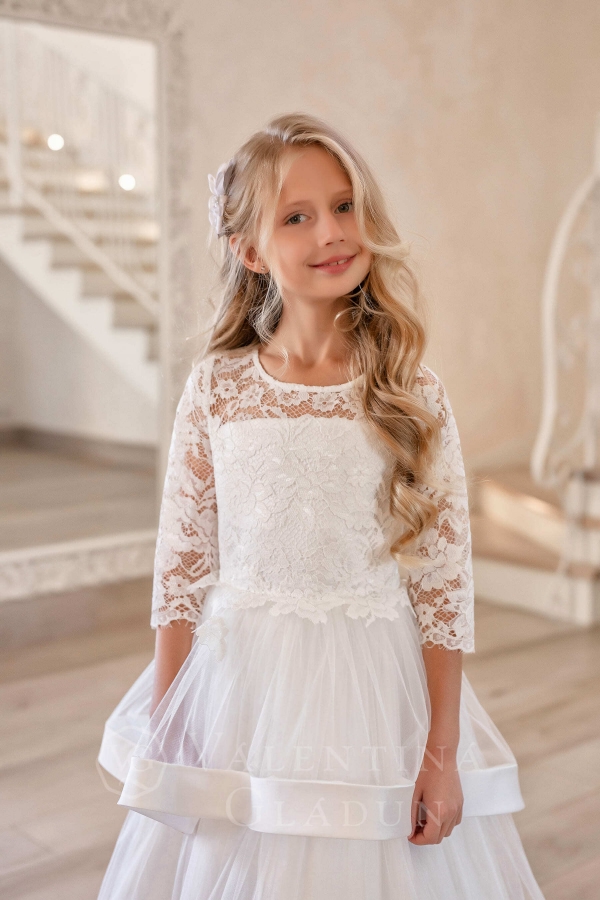 Есения платье для девочки вечернее белого цвета