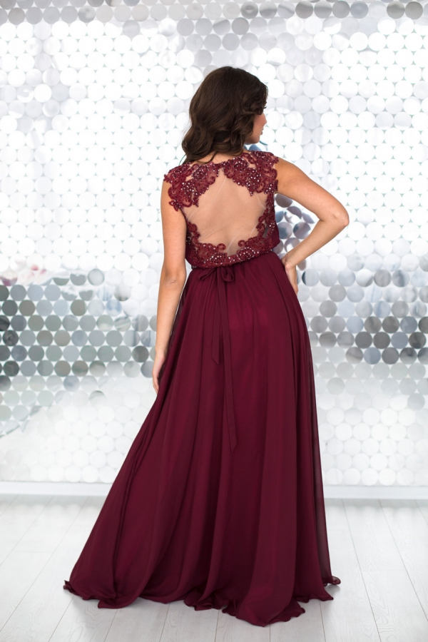 платье с открытой спиной в цвете бордо Yanix bordo