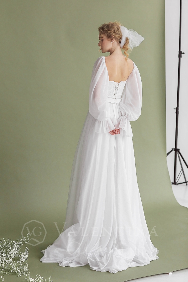 Воздушное свадебное платье со съемными рукавами коллекции Лаванда