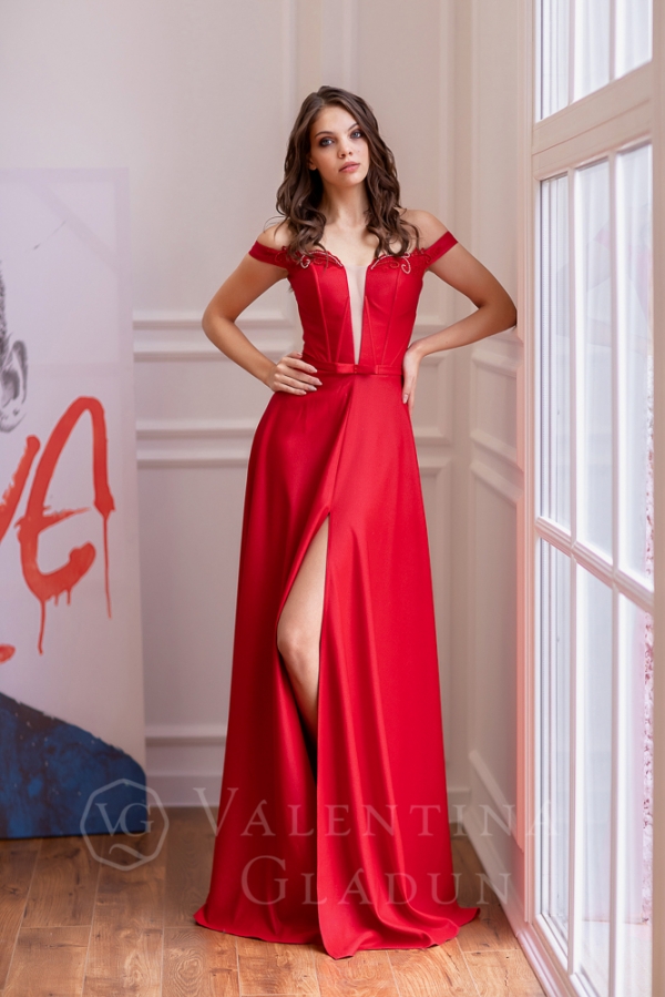 красное вечернее платье в пол Брианна 2021