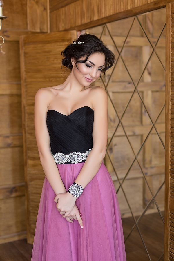 вечернее платье с черным корсетом и фиолетовой юбкой в пол Baunty Валентина Гладун