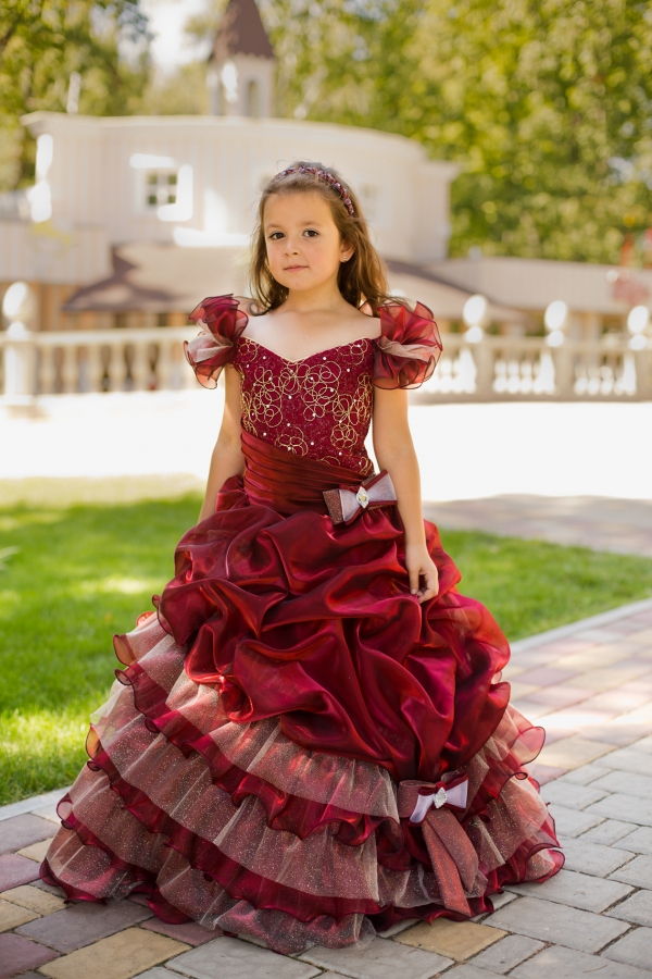 Пышное бордовое платье для девочки Queen Bordo